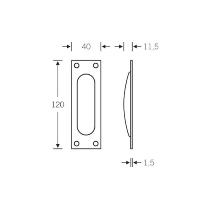 FSB Schiebetürmuschel 42 4211 PZ L.120mm B.40mm Alu. 0105 ktg. EL.-T. 11,5mm