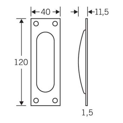 FSB Schiebetürmuschel 42 4211 PZ L.120mm B.40mm Alu. 0105 ktg. EL.-T. 11,5mm