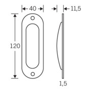 FSB Schiebetürmuschel 42 4212 blind L.120mm B.40mm Alu. 0205 ov. EL.-T. 11,5mm-4
