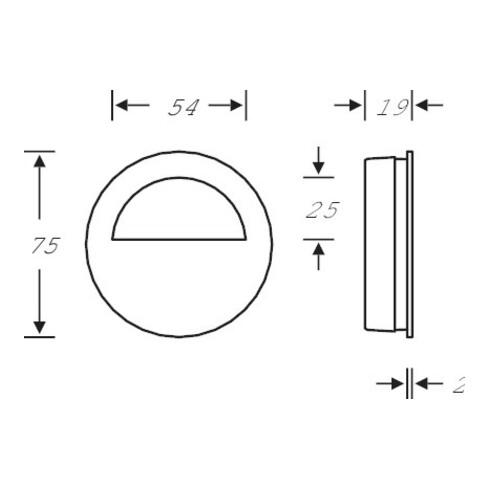 FSB Schiebetürmuschel 42 4252 blind L.75mm B.75mm Alu. 0105 rd. EL.-T. 18,5mm