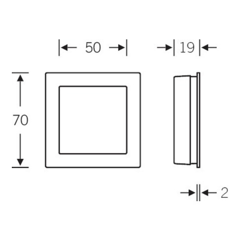 FSB Schiebetürmuschel 42 4253 blind L.70mm B.70mm VA 6204 quad. EL.-T. 18,5mm