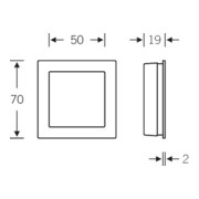 FSB Schiebetürmuschel 42 4253 blind L.70mm B.70mm VA 6204 quad. EL.-T. 18,5mm-3