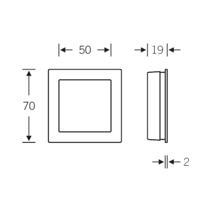FSB Schiebetürmuschel 42 4253 blind L.70mm B.70mm VA 6204 quad. EL.-T. 18,5mm