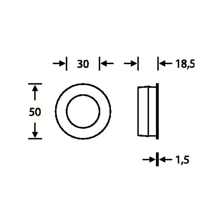FSB Schiebetürmuschel 42 4254 blind L.50mm B.50mm Alu. 0105 rd. EL.-T. 18,5mm