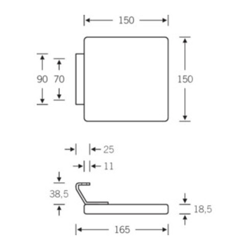 FSB Stoßgriff 61 6254 Edelstahl Farb-Nr. 6204 Befestigungsabstand 70 mm L. 150 mm B. 150 mm schräg