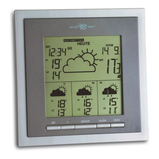 Funkwetterstation H146xB146xT50mm metallic/grau Ku.f.innen/außen sat.gestützt