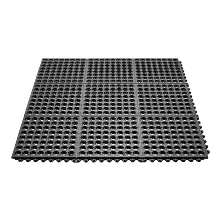 Fußmatte offene Ringe schwarz Gum.L900xB900xS10mm