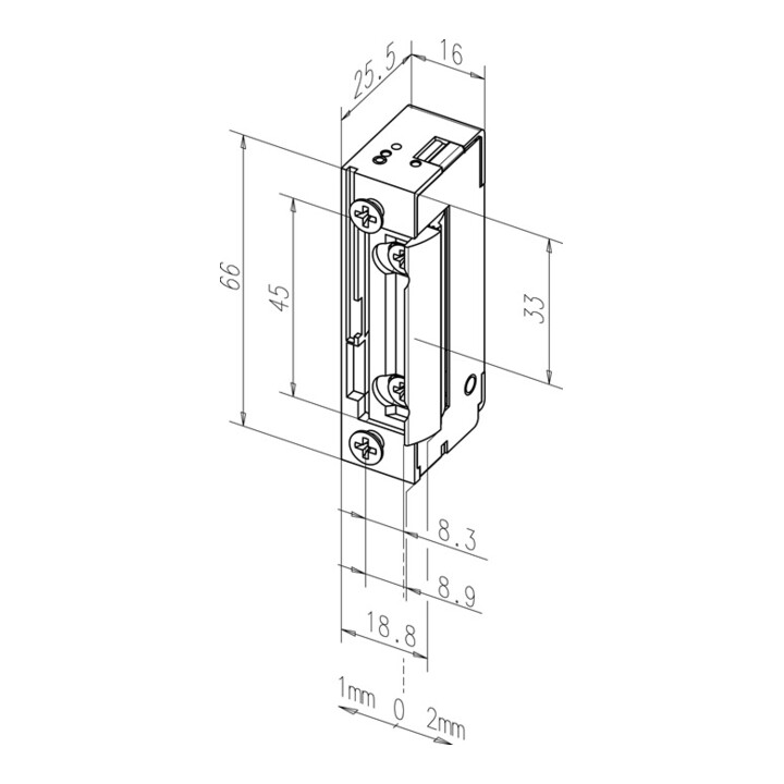 Gâche électrique 118 E 22-42 V AC/DC Gâche électrique DIN L/R Rayon de verrouillage
