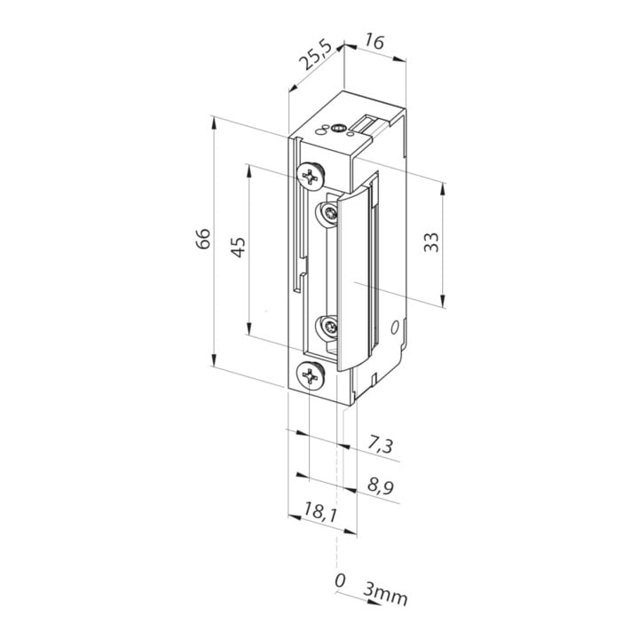 Gâche électrique 118 FS 10-24 V AC/DC Permanent non DIN L/R