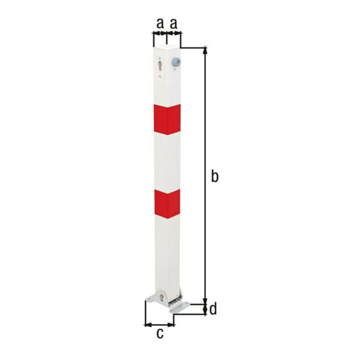 GAH Alberts Absperrpfosten KLAPPY 70x70 mm Zyl. Aufschr.