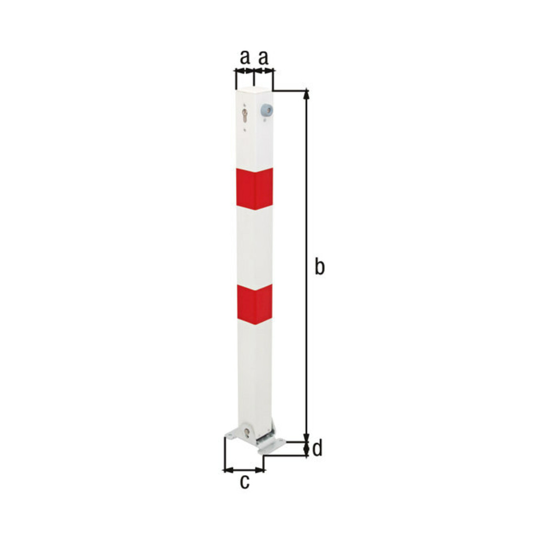 GAH Alberts Absperrpfosten KLAPPY 70x70 mm Zyl. Aufschr.