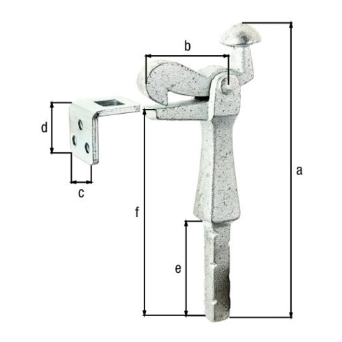 GAH Alberts Arrêt de porte avec équerre de fixation L52mm, H150mm acier
