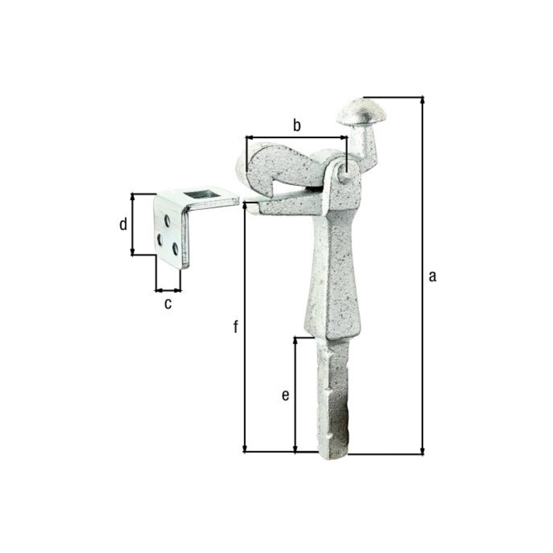 GAH Alberts Arrêt de porte avec équerre de fixation L52mm, H150mm acier