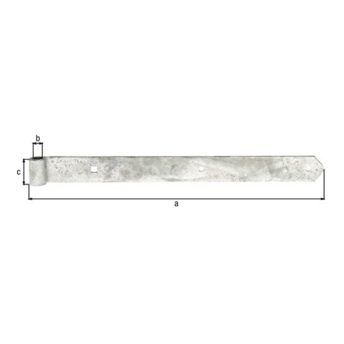 GAH Alberts Bande de porte droite, pour carré 16mm 500mm acier, galvanisé à chaud