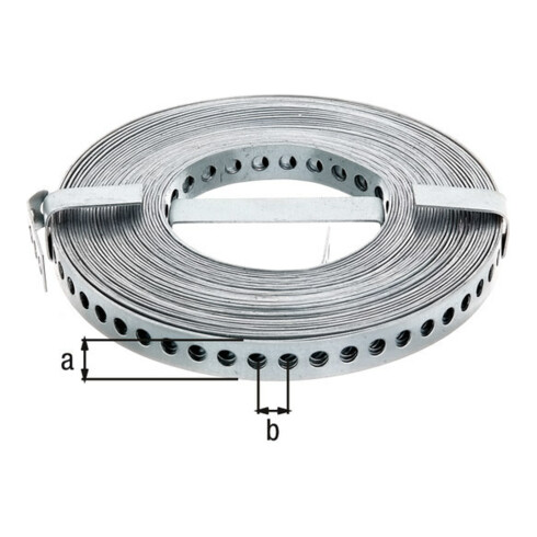 GAH Alberts Bande perforée 12 mm x 0,8 mm x rouleau 10 m acier galvanisé sendzimir