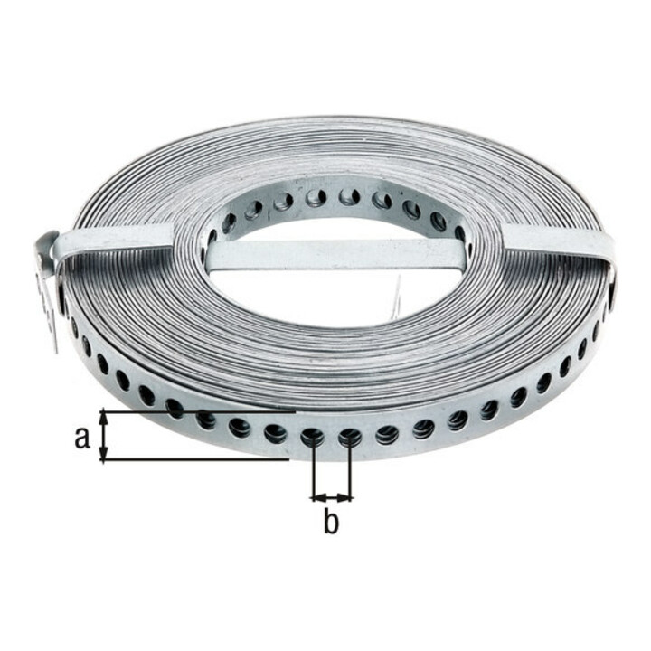 GAH Alberts Bande perforée 12 mm x 0,8 mm x rouleau 10 m acier galvanisé sendzimir