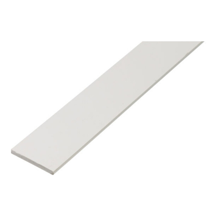 GAH Alberts Barre plate lisse, non percée, L2000mm l30mm É3mm plastique blanc continu