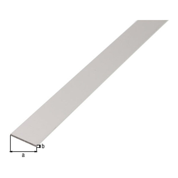 GAH Alberts Barre plate lisse, non perforée, L1000mm l40mm, e3mm Aluminium argenté anodisé