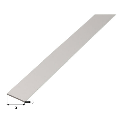 GAH Alberts Barre plate lisse, non trouée, L1000mm l50mm, e3mm Aluminium argenté anodisé