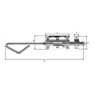 GAH Alberts Bolzen-Stangenriegel mit befestigter Schlaufe gerade, 320mm Edelstahl matt