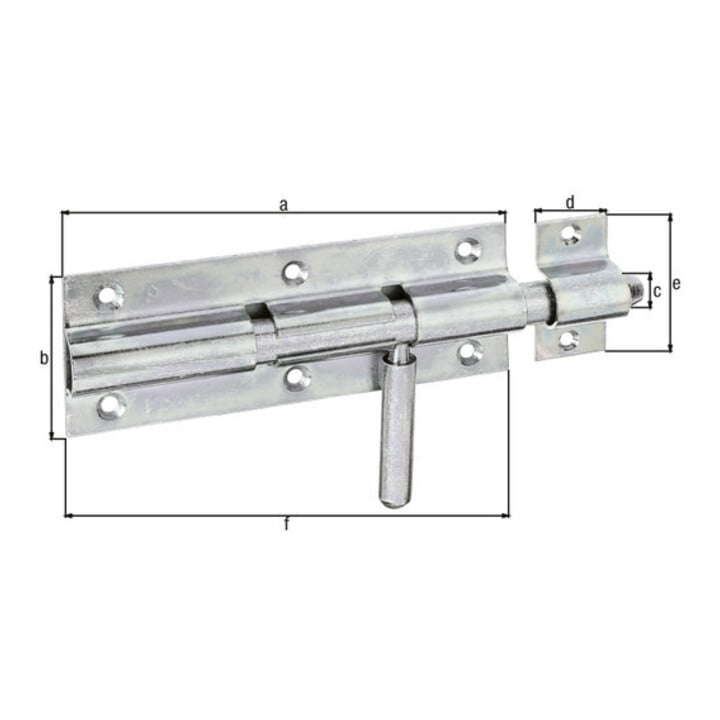 GAH Alberts Bolzenriegel mit befestigter Schlaufe gerade, 210mm Stahl, galvanisch verz.