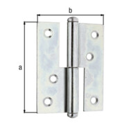 GAH Alberts Charnière de levage de porte angulaire, L65xH80mm galvanisée