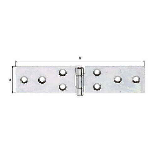 GAH Alberts Charnière de meuble L 141 mm, l 32 mm acier, jaune galvanisé sendzimir