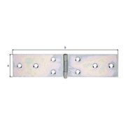 GAH Alberts Charnière de meuble L 181 mm, l 40 mm acier, jaune zingué sendzimir