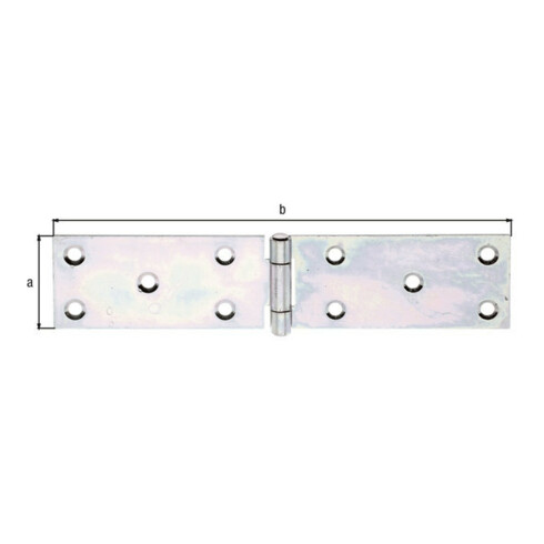GAH Alberts Charnière de meuble L 203 mm, l 44 mm Acier, jaune zingué sendzimir