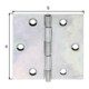 GAH Alberts Charnière de porte carrée, L64xH64mm avec goupille inox jaune, zingué-3