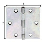 GAH Alberts Charnière de porte carrée, L64xH64mm avec goupille inox jaune, zingué-3