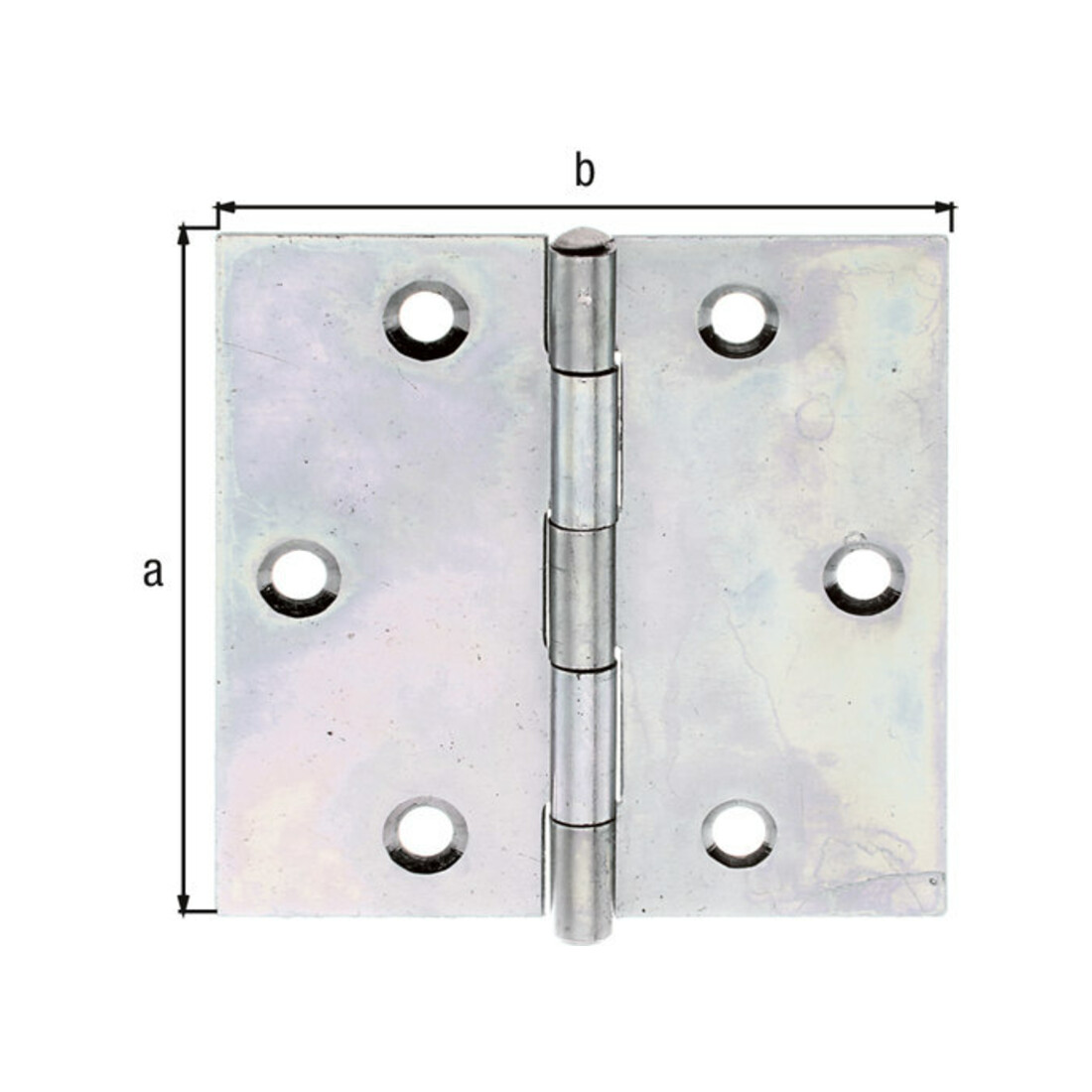 GAH Alberts Charnière de porte carrée, L64xH64mm avec goupille inox jaune, zingué