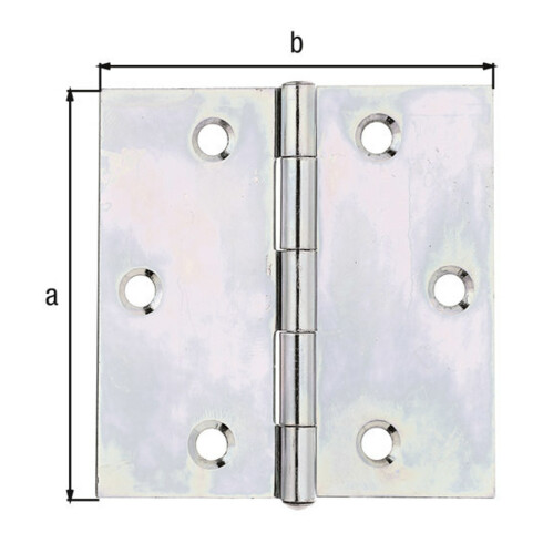 GAH Alberts Charnière de porte carrée, L70xH70mm avec goupille inox vernissé