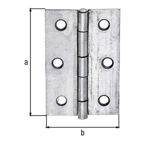 GAH Alberts Charnière de porte demi-large, roulée L58xH80mm Acier inoxydable, inoxydable