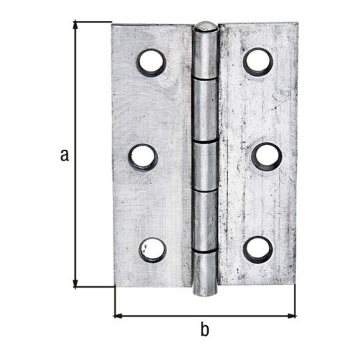 GAH Alberts Charnière de porte demi-large, roulée L58xH80mm Acier inoxydable, inoxydable