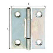 GAH Alberts Charnière de porte demi-largeur, roulée L33xH41mm galvanisée sendzimir
