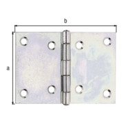 GAH Alberts Charnière de porte large, B104, 5xH70mm avec axe inox zingué