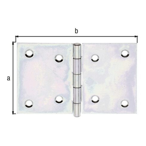GAH Alberts Charnière de porte large, L128xH81mm avec goupille inox, zingue sendzimir