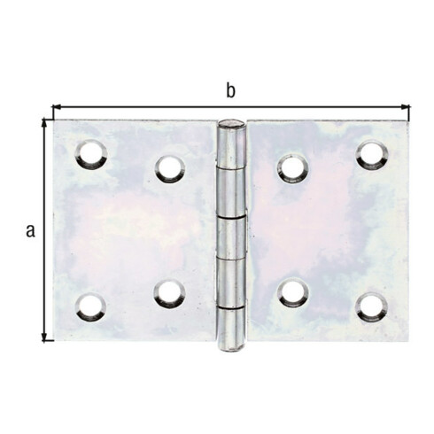 GAH Alberts Charnière de porte large, L90xH60mm avec axe inox encastré zingué sendzimir
