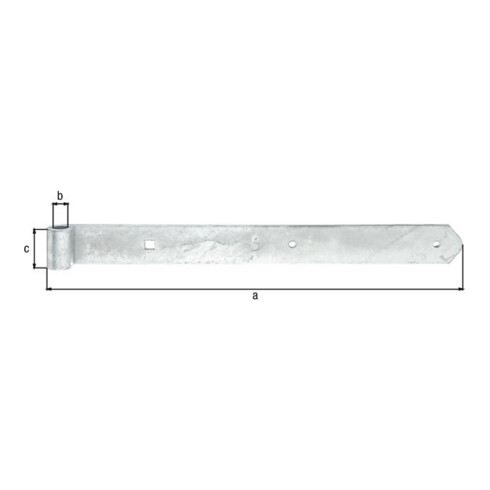 GAH Alberts Charnière droite pour portail, pour axe 13 mm 400 mm acier galvanisé