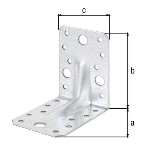 GAH Alberts Connecteur d'angle avec nervure 90 x 90 x 65 mm acier galvanisé CE