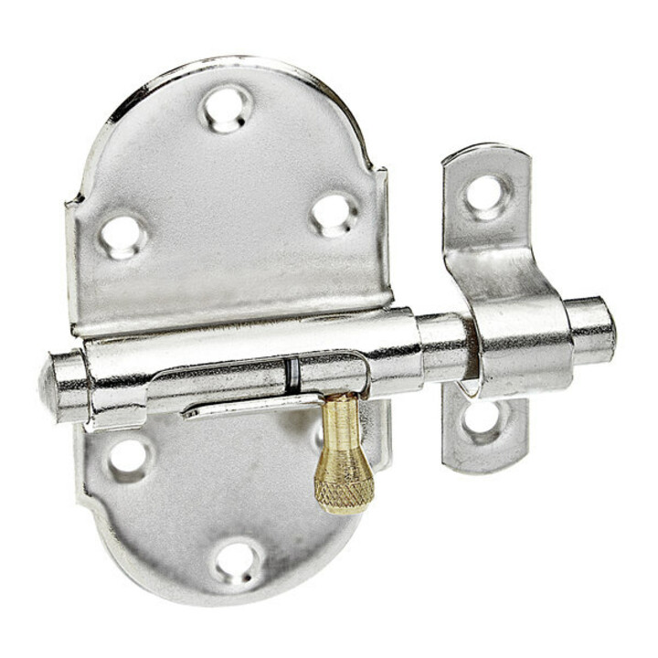 GAH Alberts Feder-Grendelriegel mit befestigter Schlaufe B45xL85mm silber, vernickelt