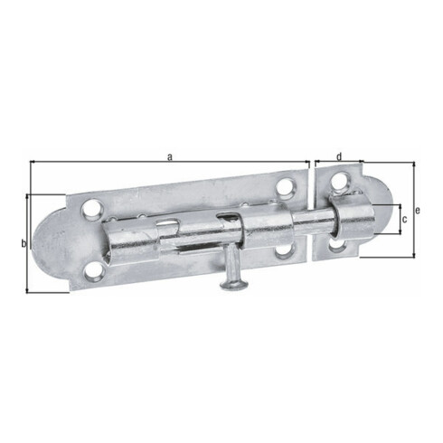 GAH Alberts Grendelriegel mit befestigter Schlaufe B28xL75mm galvanisch verzinkt
