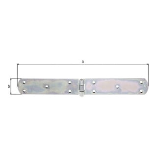 GAH Alberts Kistenband mit vernietetem Stift L 300mm Stahl roh, gelb galv. verz