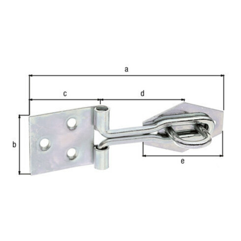 GAH Alberts Loquet à fil pour porte avec œillet sur plaque acier galvanisé