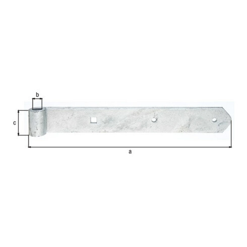 GAH Alberts Paumelle droite pour gâche 13 mm 300 mm acier galvanisé à chaud