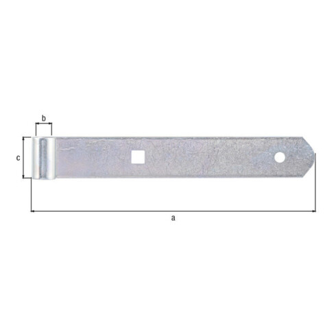 GAH Alberts Paumelle droite pour porte, pour carré 10mm 200mm acier, galvanisé