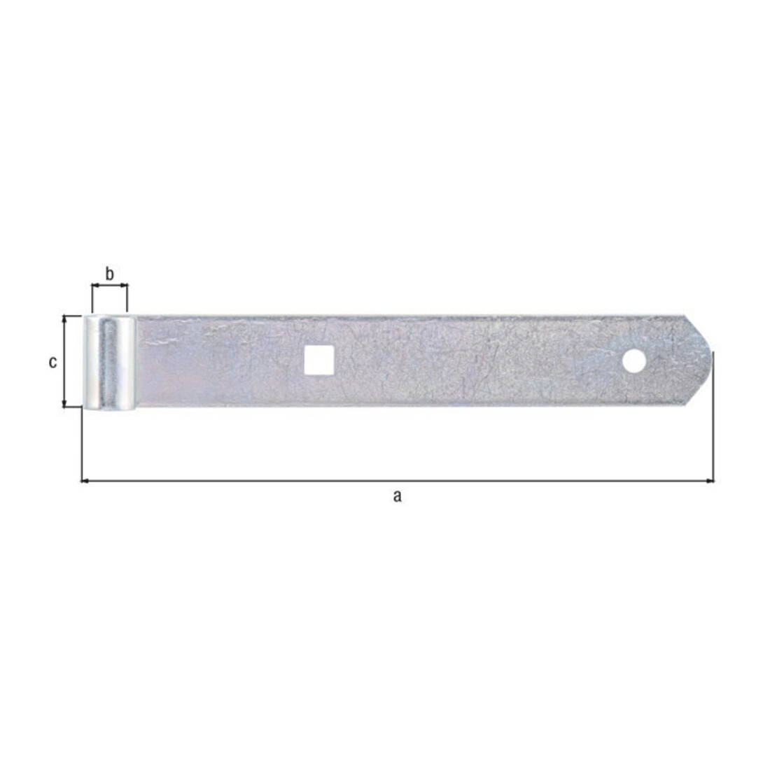 GAH Alberts Paumelle droite pour porte, pour carré 10mm 200mm acier, galvanisé