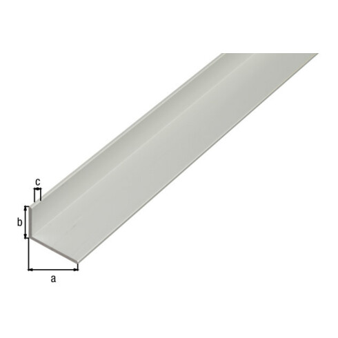 GAH Alberts Profilé d'angle inégal, non perforé L2000 x l60 x H25 x E2 mm Aluminium