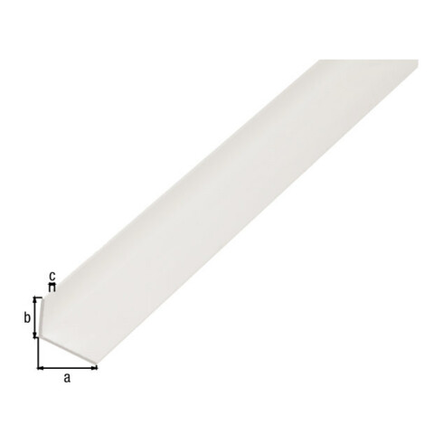 GAH Alberts Profilé d'angle, jambe inégale, non perforé L1000 x l20 x H10 x Ep1,5 mm plastique